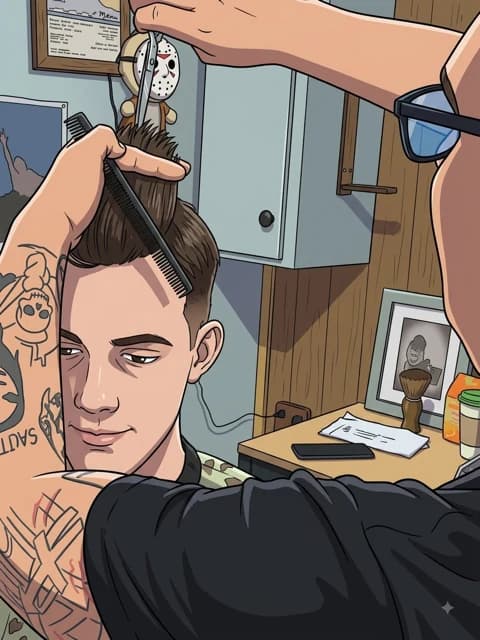 Illustrated line-up in progress, razor working a clean edge.